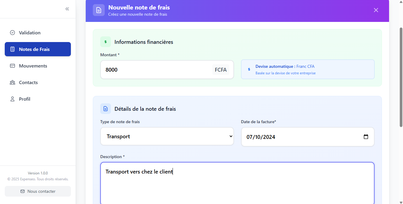 Fond Expenséo Notes de frais Carousel 2